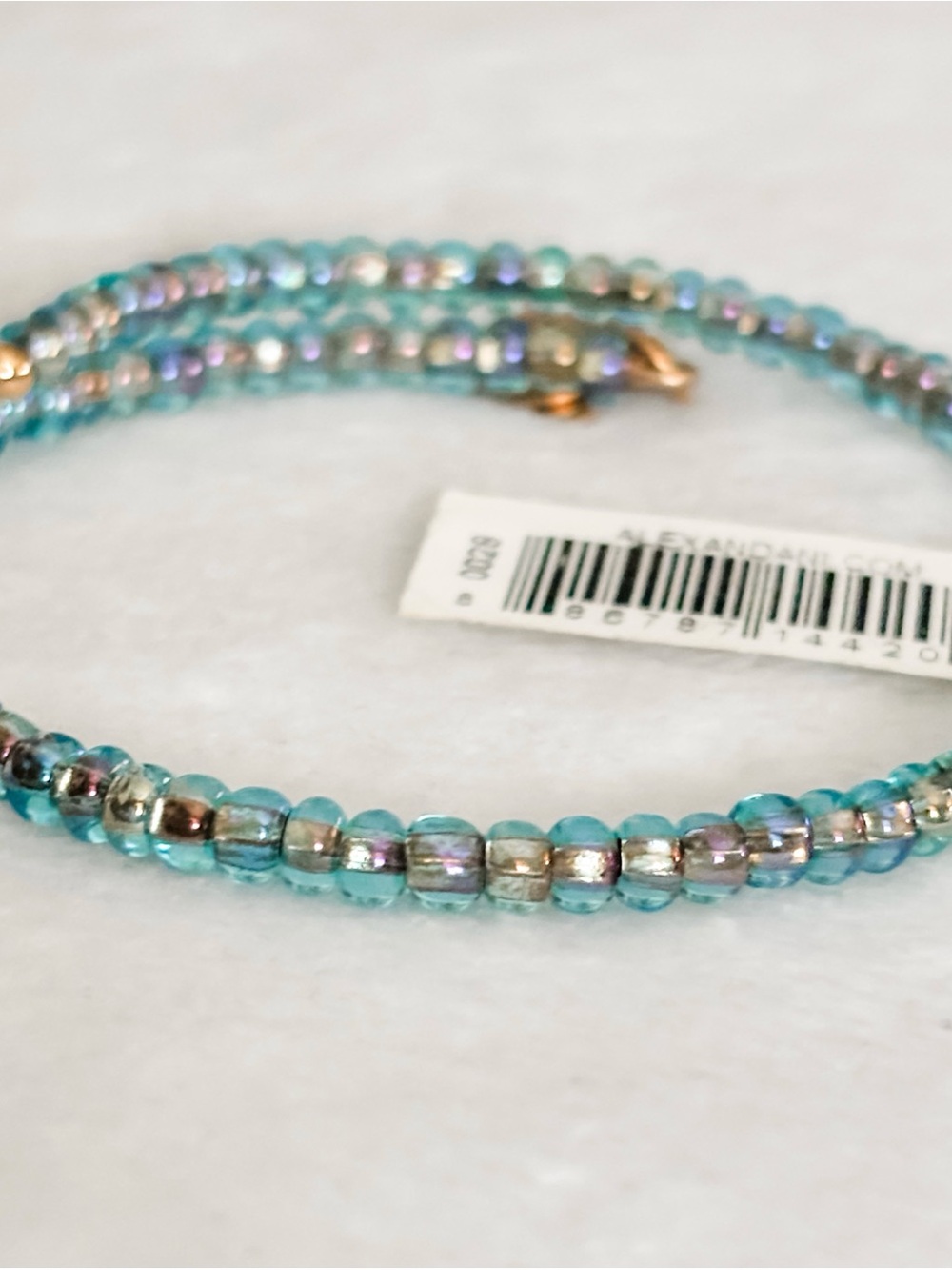 NWT! RETIRED Alex and Ani Color Palette Seafoam Beaded Wrap Bangle Bracelet-Gold